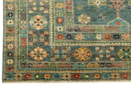 Close-up detail of New Kazak rug from Pakistan showing Wool weave