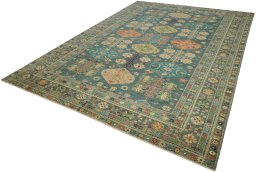 Close-up detail of New Kazak rug from Pakistan showing Wool weave