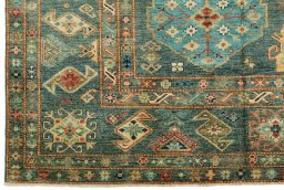 Close-up detail of New Kazak rug from Pakistan showing Wool weave