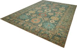 Close-up detail of New Kazak rug from Pakistan showing Wool weave