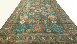 Surface texture of New Kazak rug with natural Wool and intricate pattern