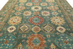 Central medallion detail of New Kazak rug from Pakistan