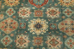 Close-up detail of New Kazak rug from Pakistan showing Wool weave