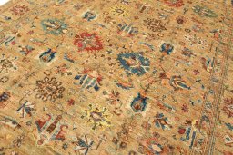 Close-up detail of New Kazak rug from Pakistan showing Wool weave