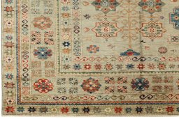 Close-up detail of New Kazak rug from Pakistan showing Wool weave