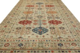 Surface texture of New Kazak rug with natural Wool and intricate pattern