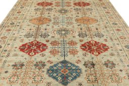 Central medallion detail of New Kazak rug from Pakistan