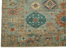 Close-up detail of New Kazak rug from Pakistan showing Wool weave