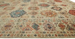 Close-up detail of New Kazak rug from Pakistan showing Wool weave