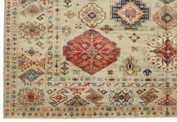 Surface texture of New Kazak rug with natural Wool and intricate pattern