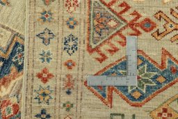 Close-up detail of New Kazak rug from Pakistan showing Wool weave