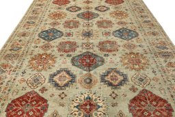 Central medallion detail of New Kazak rug from Pakistan