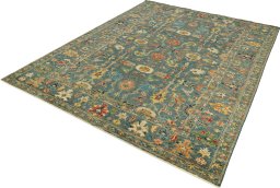 Close-up detail of New Kazak rug from Pakistan showing Wool weave