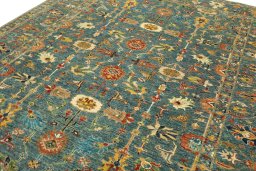 Central medallion detail of New Kazak rug from Pakistan