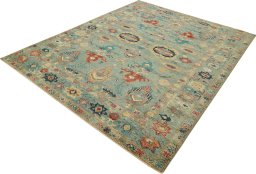 Close-up detail of New Kazak rug from Pakistan showing Wool weave