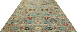 Surface texture of New Kazak rug with natural Wool and intricate pattern
