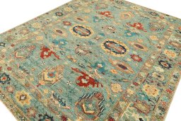 Central medallion detail of New Kazak rug from Pakistan