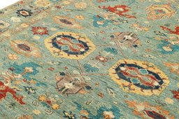 Close-up detail of New Kazak rug from Pakistan showing Wool weave