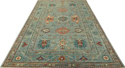 Surface texture of New Kazak rug with natural Wool and intricate pattern