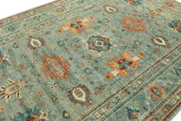Close-up detail of New Kazak rug from Pakistan showing Wool weave