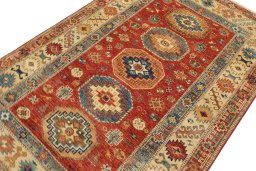 Central medallion detail of New Kazak rug from Pakistan