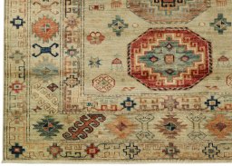 Full view of New Kazak rug from Pakistan, 187 × 130 cm in Gray tones