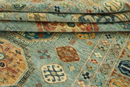 Close-up detail of New Kazak rug from Pakistan showing Wool weave