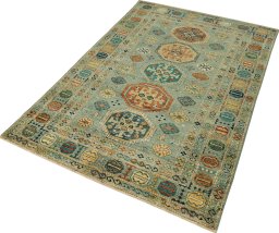 Close-up detail of New Kazak rug from Pakistan showing Wool weave