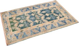 Close-up detail of 1920s Oushak rug from Turkey showing Wool weave