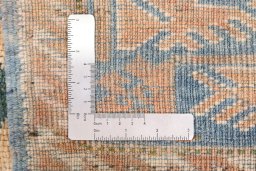 Close-up detail of 1920s Oushak rug from Turkey showing Wool weave