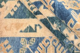 Full view of 1920s Oushak rug from Turkey, 187 × 121 cm in Green tones