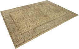 Close-up detail of 1920s Oushak rug from Turkey showing Wool weave