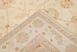 Close-up detail of New Oushak rug from India showing Wool weave