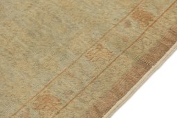 Close-up detail of 1920s Oushak rug from Turkey showing Wool weave