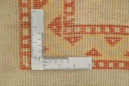Close-up detail of 1920s Oushak rug from Turkey showing Wool weave