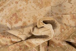 Close-up detail of New Oushak rug from Turkey showing Wool weave