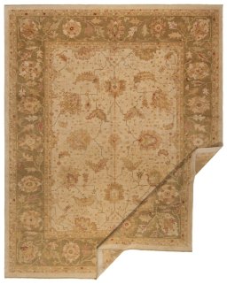 Close-up detail of New Oushak rug from Turkey showing Wool weave