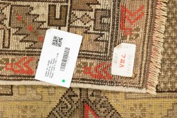 Close-up detail of 1920s Shirvan rug from Iran / Persia showing Wool weave