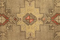 Close-up detail of 1920s Shirvan rug from Iran / Persia showing Wool weave