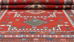 Full view of New Sumakh rug from Iran / Persia, 170 × 122 cm in Red tones