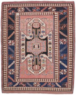 Full view of New Sumakh rug from Iran / Persia, 165 × 132 cm in Terracotta tones