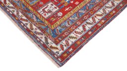 Backside of handmade New Sumakh rug showing knot structure and weave density
