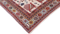 Backside of handmade New Sumakh rug showing knot structure and weave density