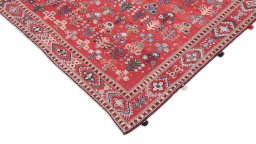 Backside of handmade New Sumakh rug showing knot structure and weave density