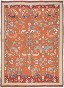 Full view of 1980s Sumakh rug from Iran / Persia, 234 × 170 cm in Red tones