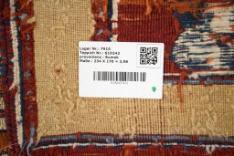 Corner detail of 1980s Sumakh rug showing border pattern and Wool pile