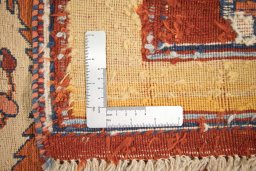 Close-up detail of 1980s Sumakh rug from Iran / Persia showing Wool weave