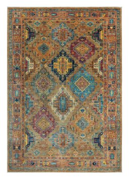 Full view of New Samarkand rug from Pakistan, 249 × 170 cm in Yellow tones
