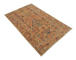 Corner detail of New Kazak rug showing border pattern and Wool pile
