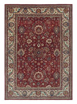 Full view of New Farahan rug from Pakistan, 344 × 241 cm in Red tones